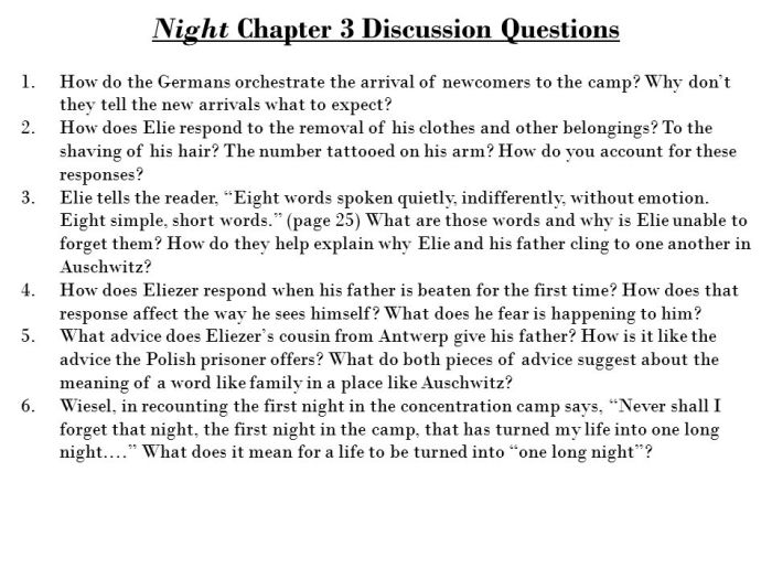 Discussion questions for night by elie wiesel